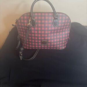 Dooney n Burke Red and Black Checkered Handbag gently used.